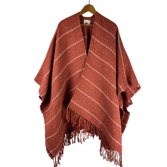 Boho Western Universal Threads Tassel Striped Poncho, Women's One Size Fits All - Picture 3 of 11